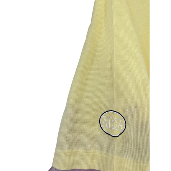 Polo Golf Ralph Lauren Titleist AIGA Short Sleeve Shirt Size Large Cotton Yellow - Picture 3 of 6